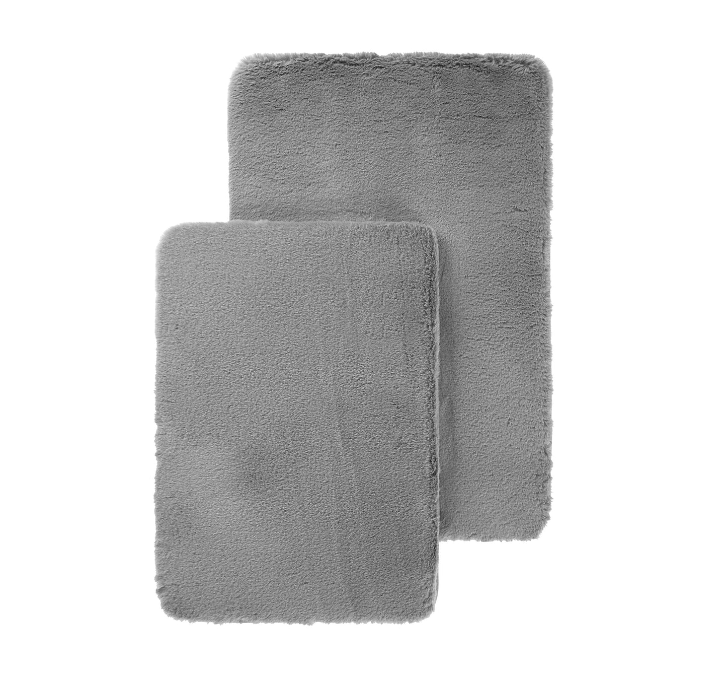 2 Piece Memory Foam Bath Rug Set Silver