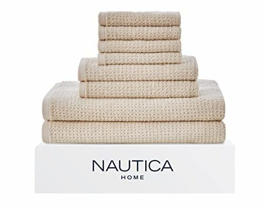 8pc Cotton Bath Towel Set Beige