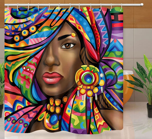 African Girl Shower Curtain 72x78 Waterproof Polyester