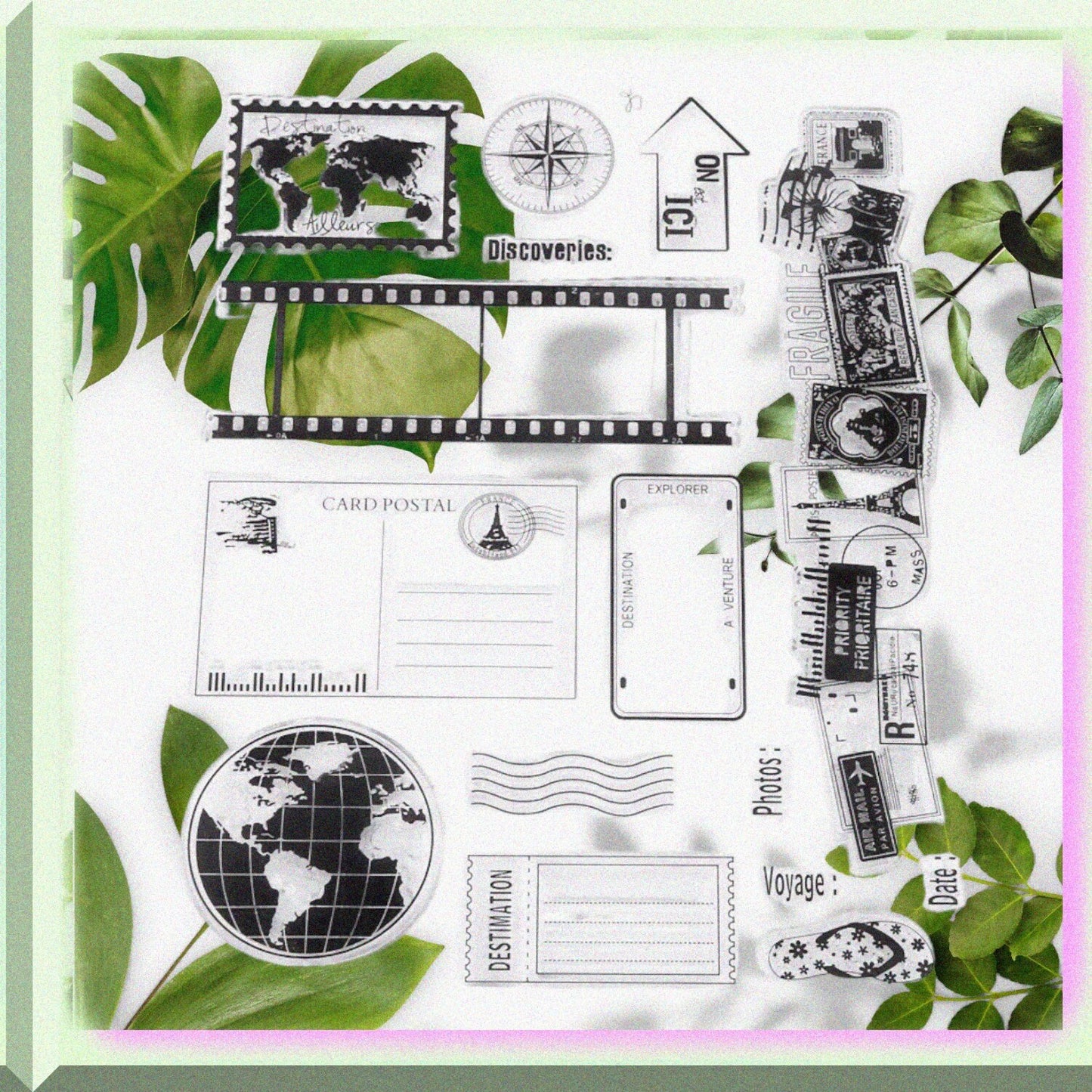 Clear Silicone Earth Map Travel Pattern Stamps 18x14cm
