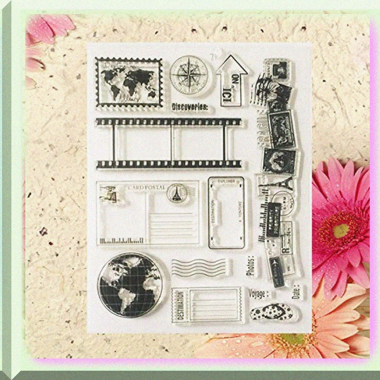Clear Silicone Earth Map Travel Pattern Stamps 18x14cm