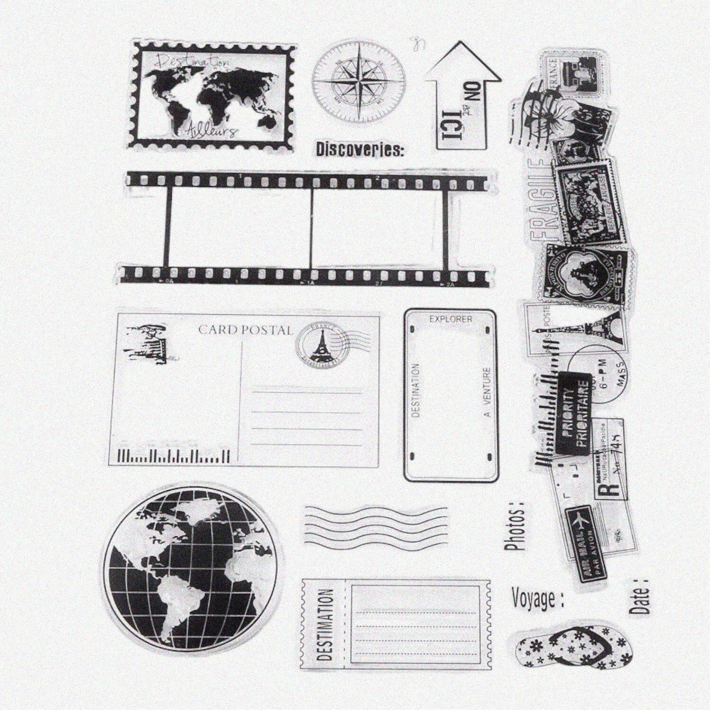 Clear Silicone Earth Map Travel Pattern Stamps 18x14cm