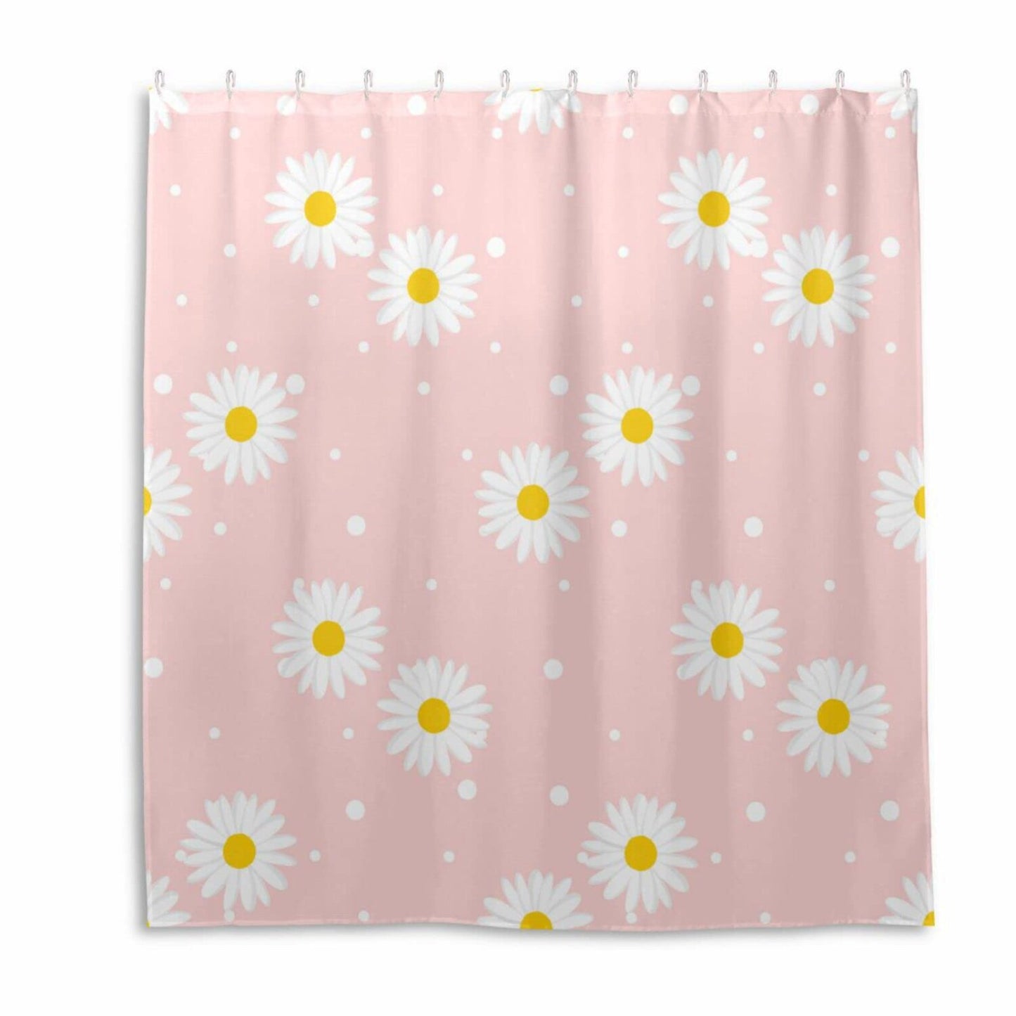 Pink Daisy Waterproof Shower Curtain Set 66x72