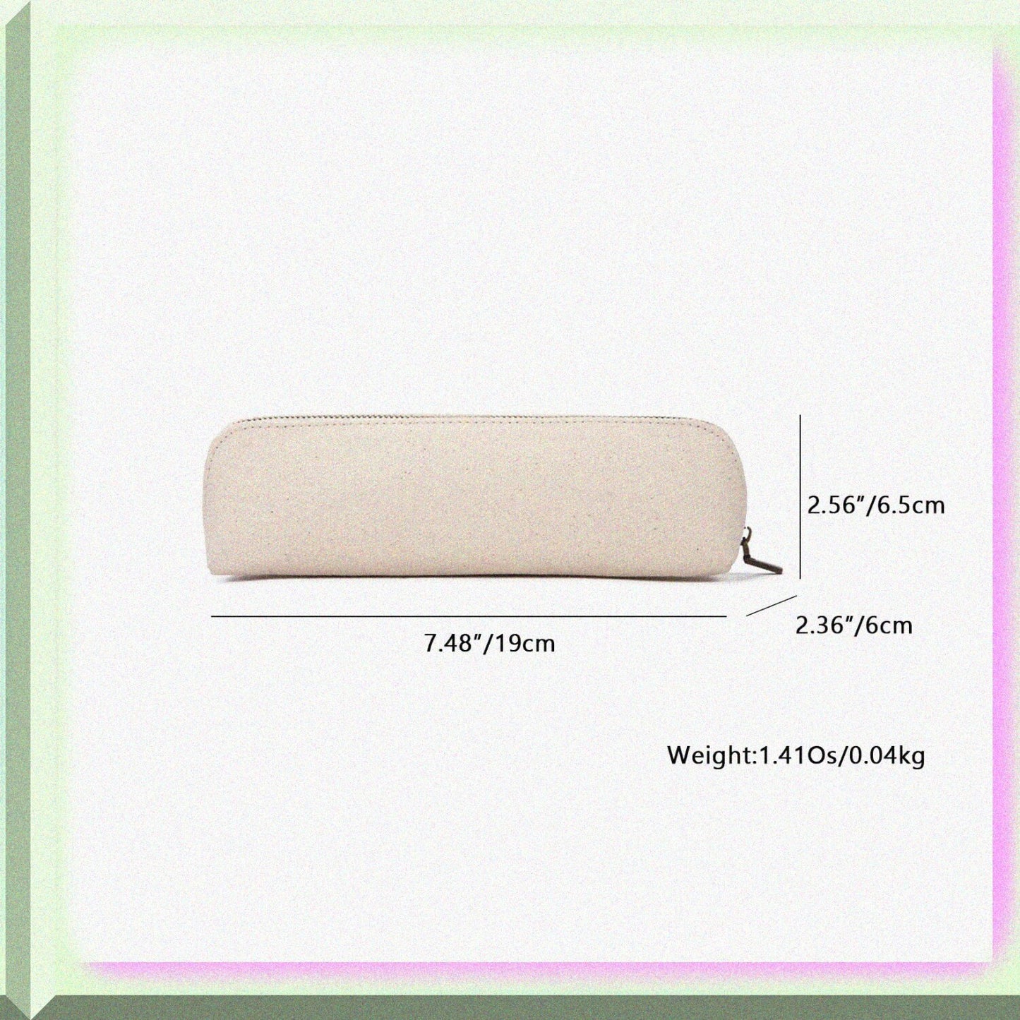 Canvas Pencil Case Cotton Beige 7.48in