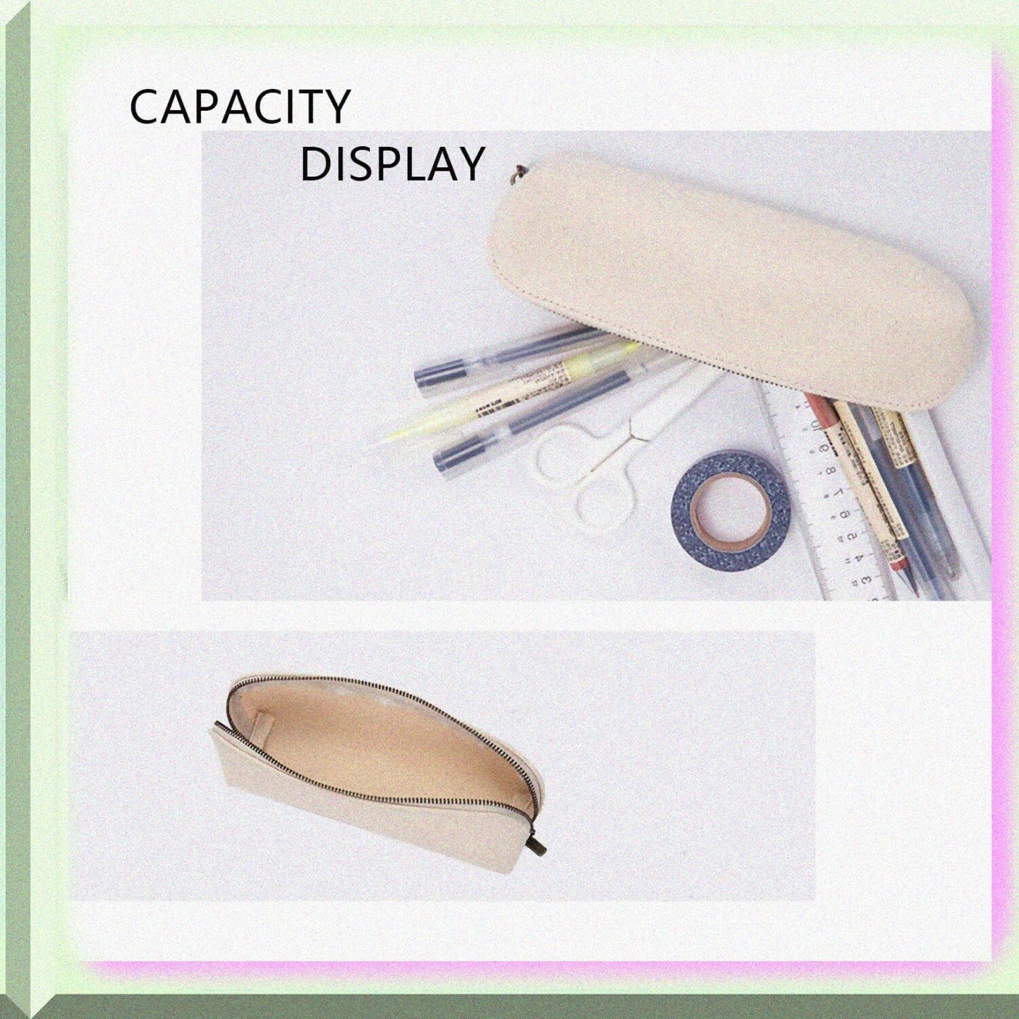 Canvas Pencil Case Cotton Beige 7.48in