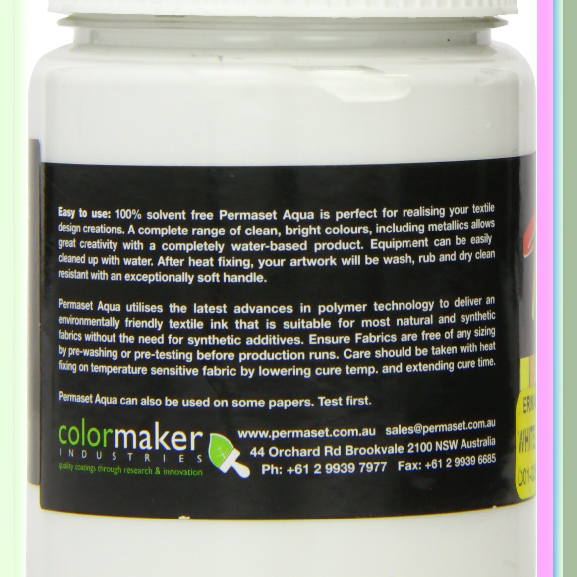 AquaWhite Fabric Ink 300ML White Screenprinting