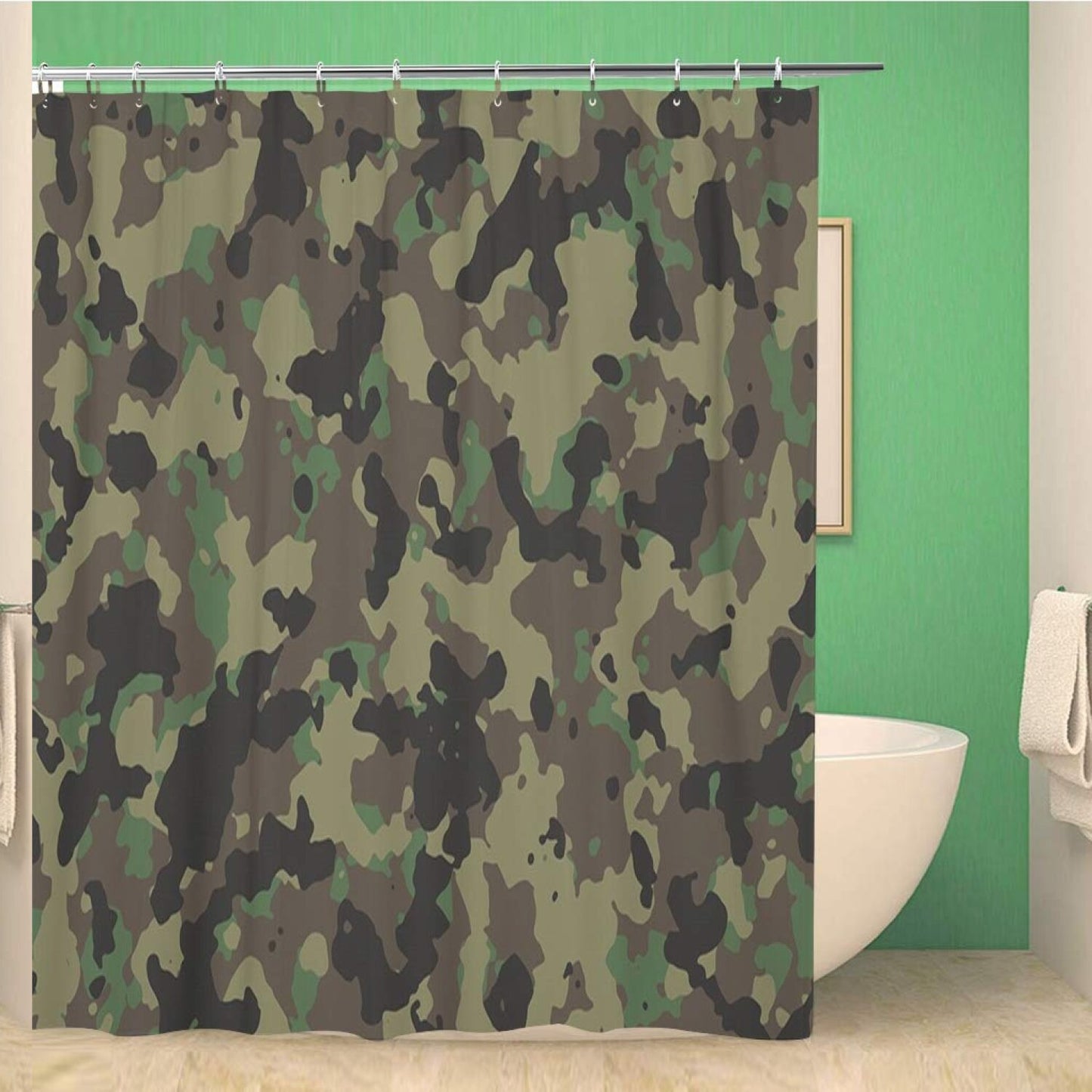 Green Camouflage Shower Curtain 60x72 inches