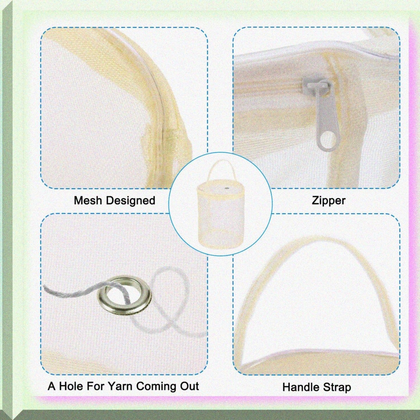 Yarn Storage Bag Beige 13cmx30cm