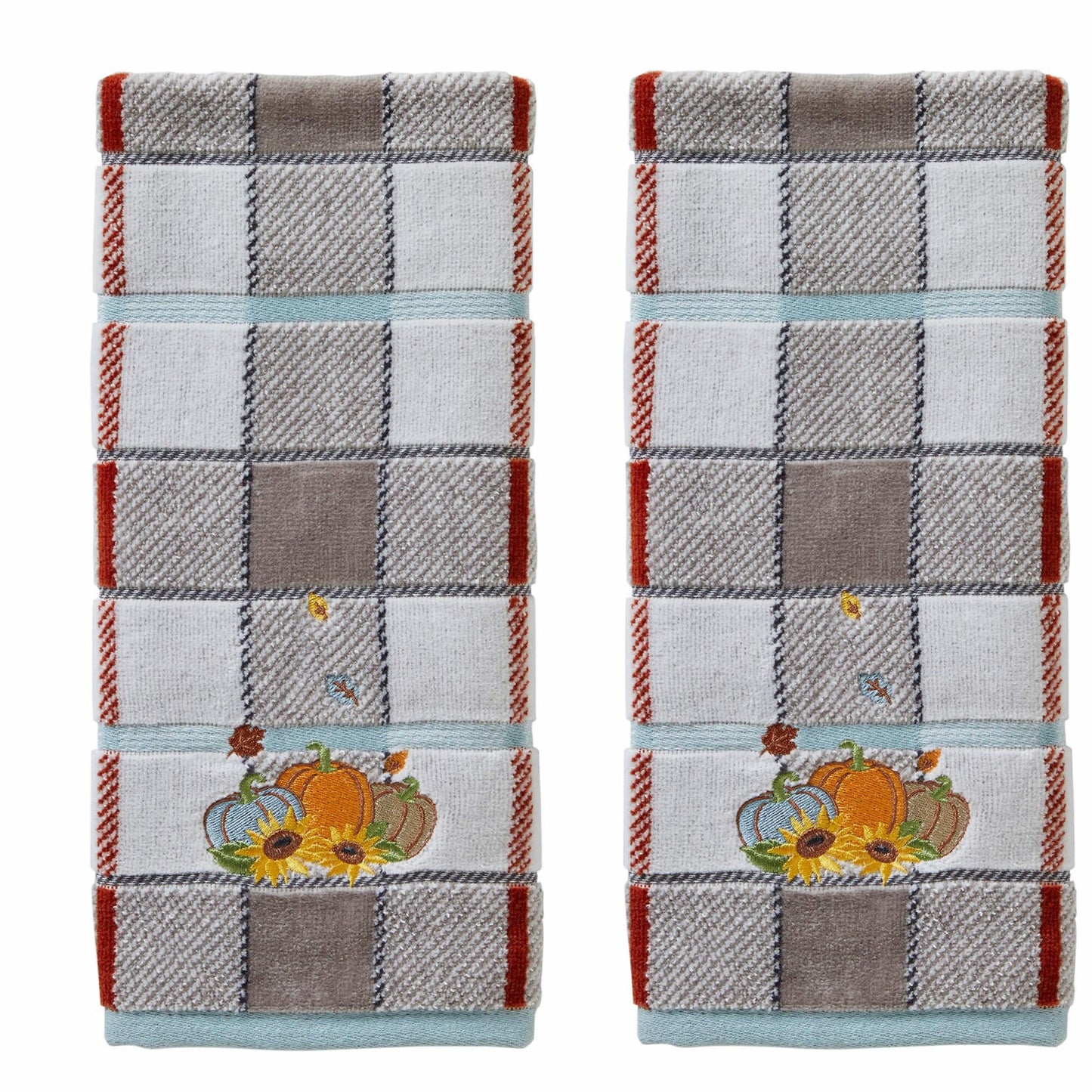 Harvest Pumpkins Hand Towels Set 16x25 Cotton