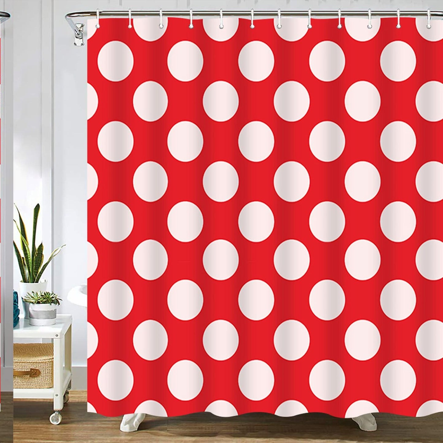 Red and White Polka Dots Shower Curtain 60x72 Inch