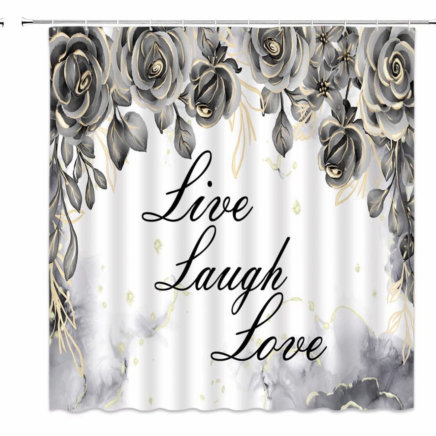 Black Floral Rose Shower Curtain 70x70 inch