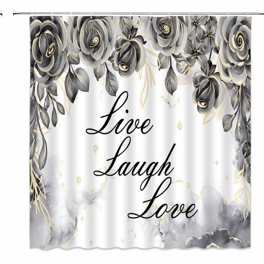 Black Floral Rose Shower Curtain 70x70 inch