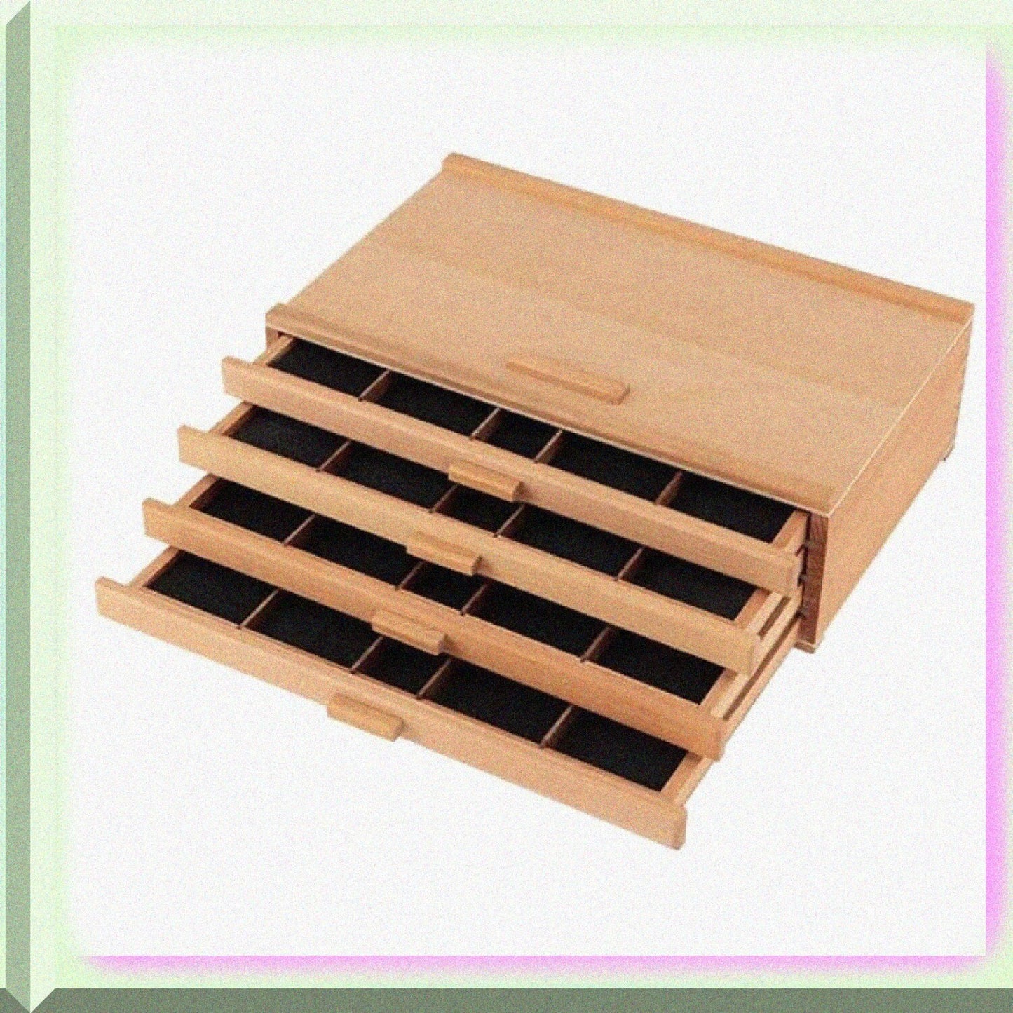 Pastel Storage Box 4 Drawer Wood Organizer