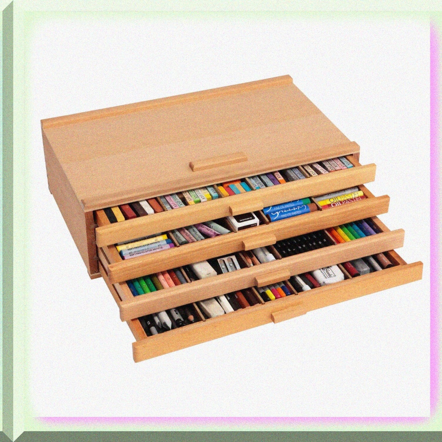 Pastel Storage Box 4 Drawer Wood Organizer