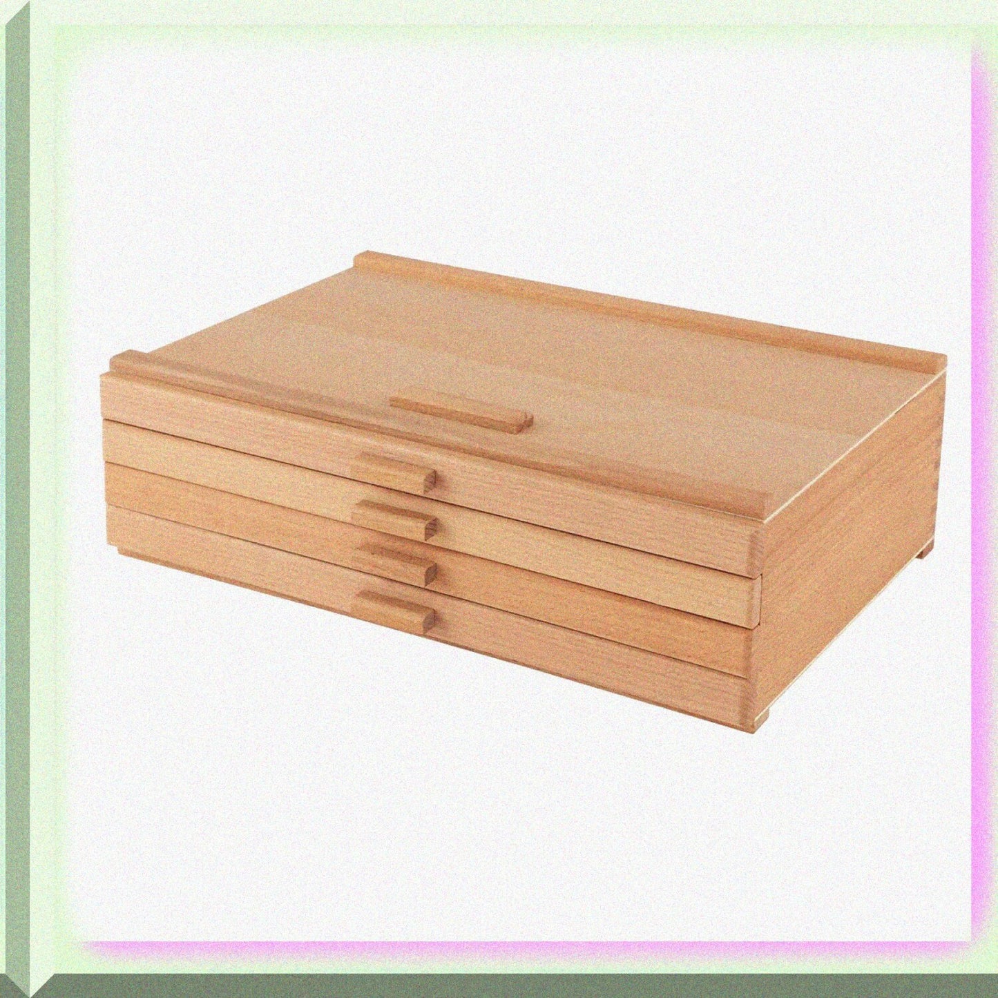 Pastel Storage Box 4 Drawer Wood Organizer