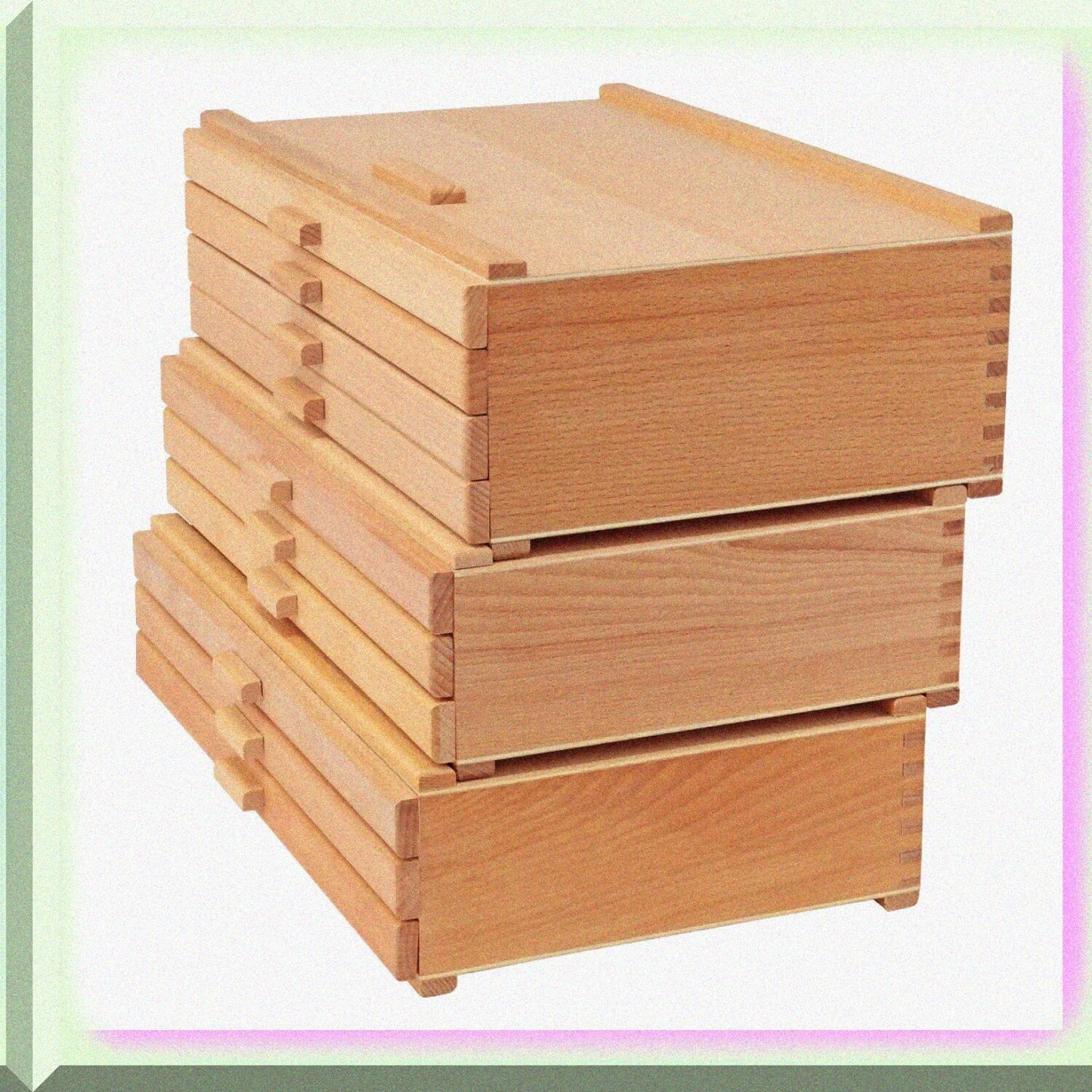 Pastel Storage Box 4 Drawer Wood Organizer