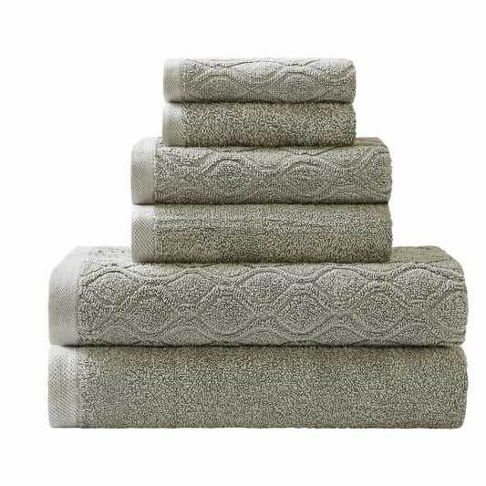 Denim Wash 6-Piece Cotton Towel Set Sage