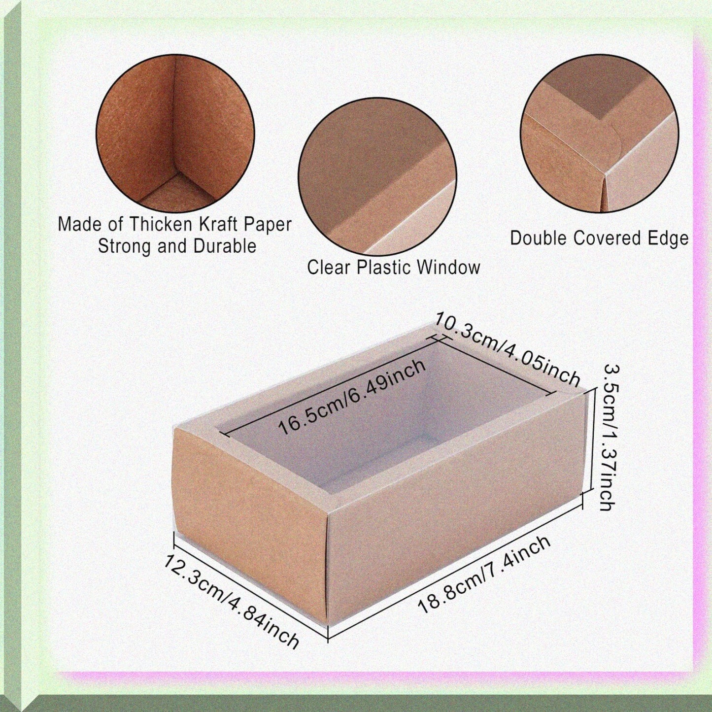 12 Pack Brown Rectangle Kraft Boxes 7x5x1.5 Inches