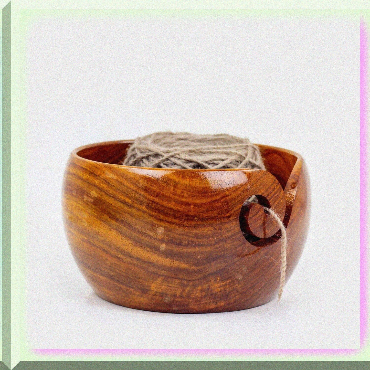 Rosewood Wooden Portable Yarn Bowl 7x7x4 Inches