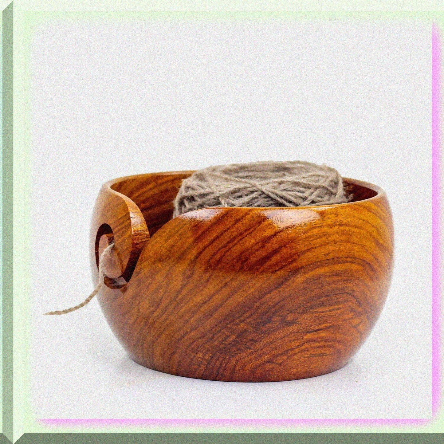 Rosewood Wooden Portable Yarn Bowl 7x7x4 Inches