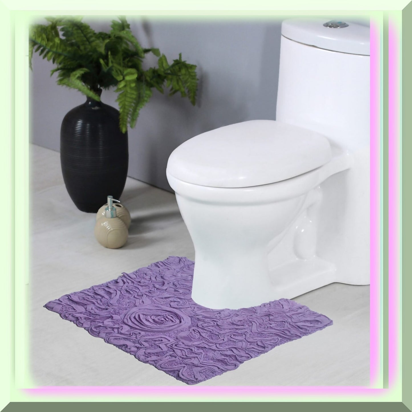 20"x20" Cotton Contour Bath Rug Purple