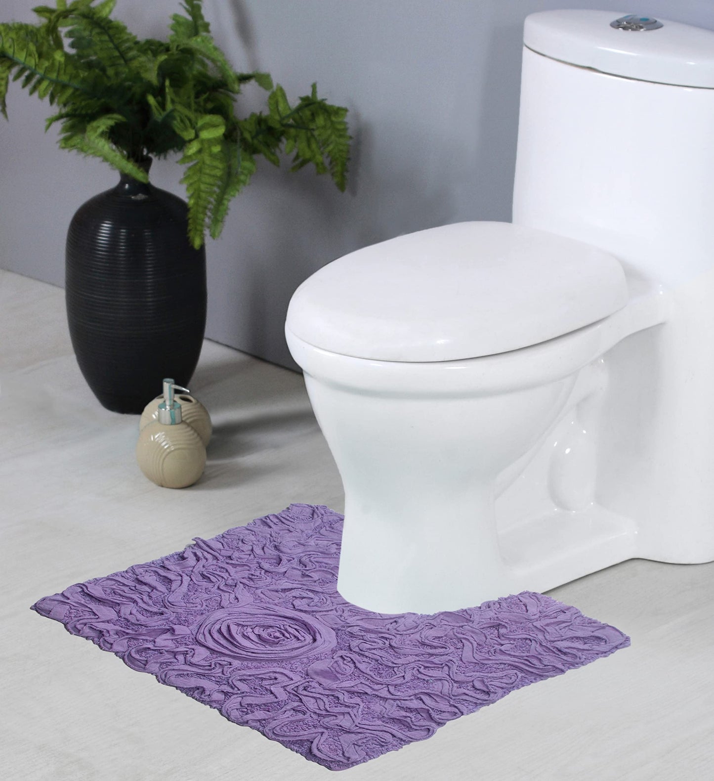20"x20" Cotton Contour Bath Rug Purple