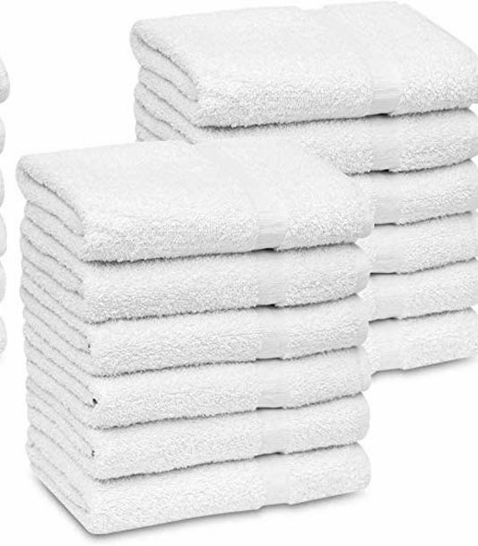 Bulk White Cotton Bath Towels 12 Pack 22x44 Inches