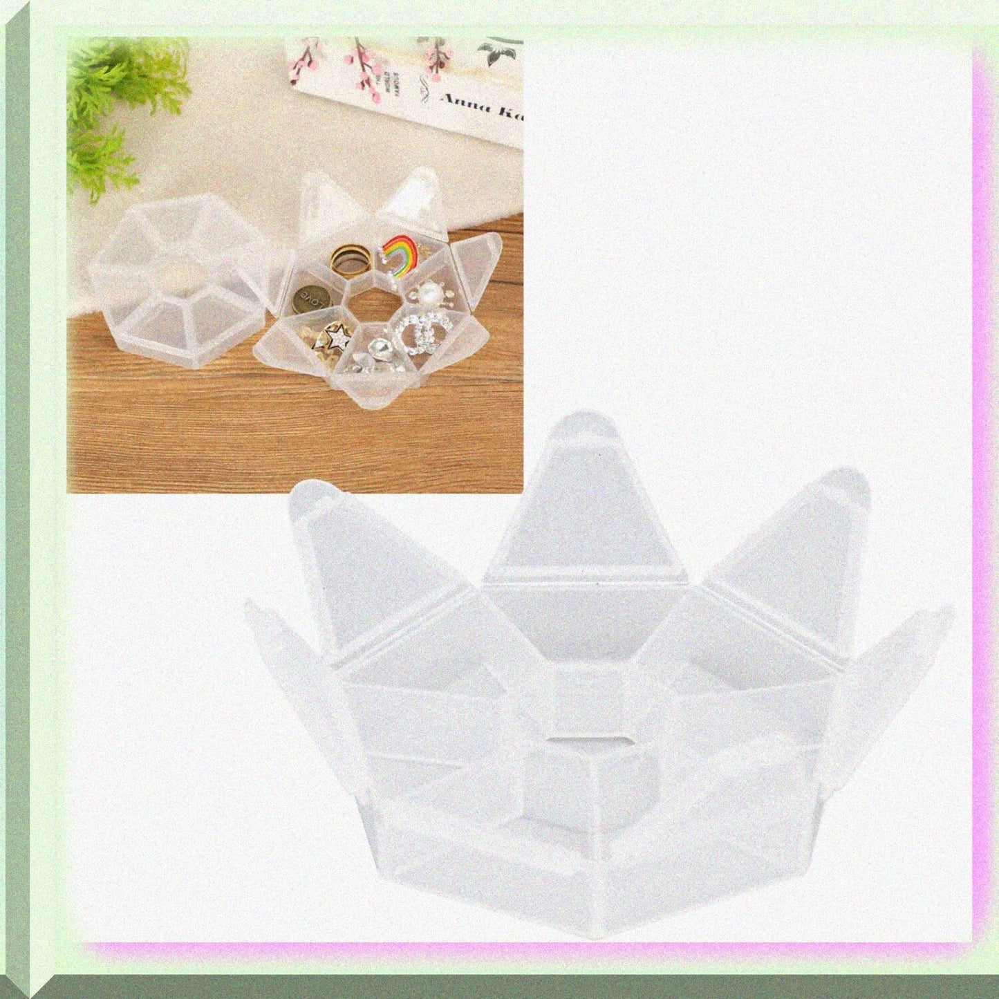 Clear Round Jewelry Bead Storage Organizer 7 Compartments 4 Pack