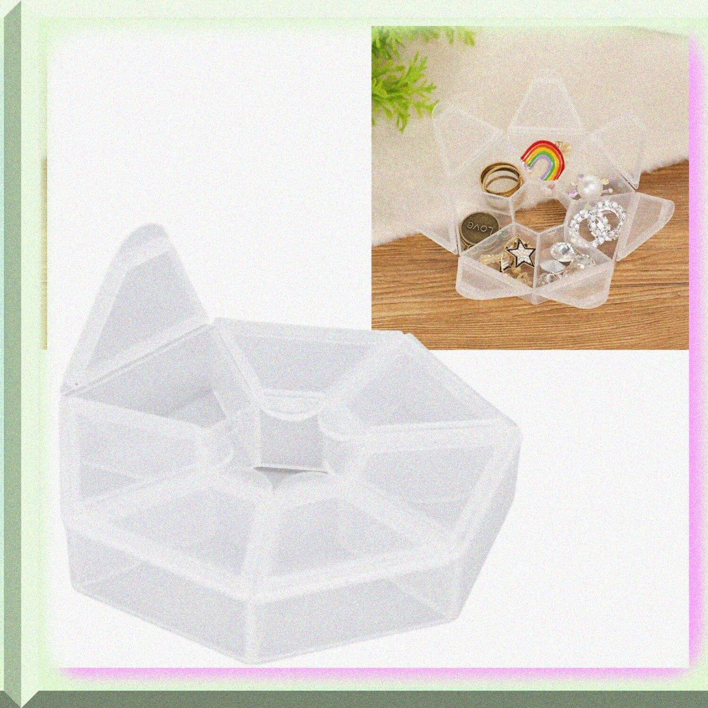 Clear Round Jewelry Bead Storage Organizer 7 Compartments 4 Pack