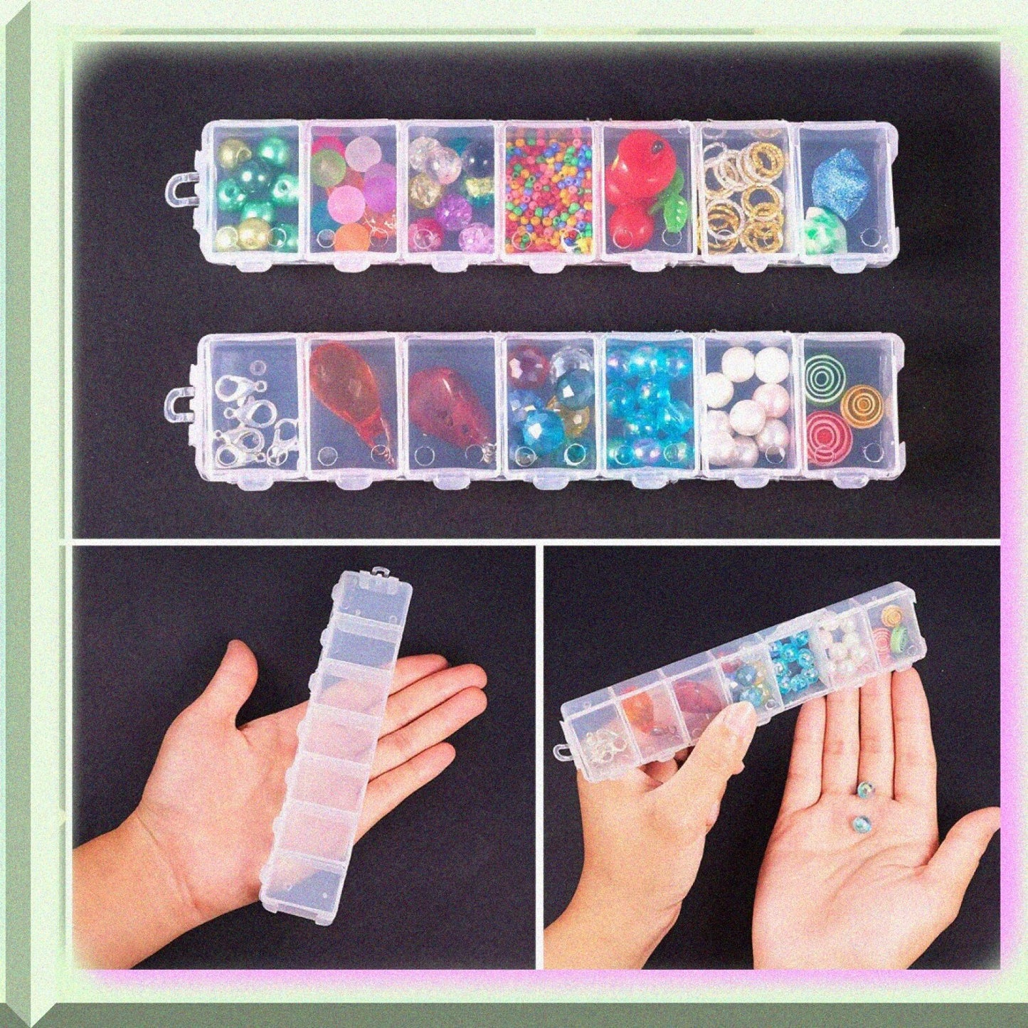 8 Pack Jewelry Dividers Box 7 Compartments Clear Plastic Storage
