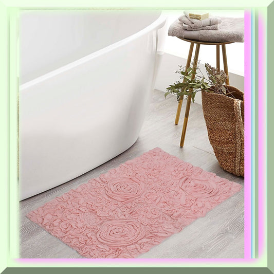100% Cotton Pink Bath Rug 21"x34"
