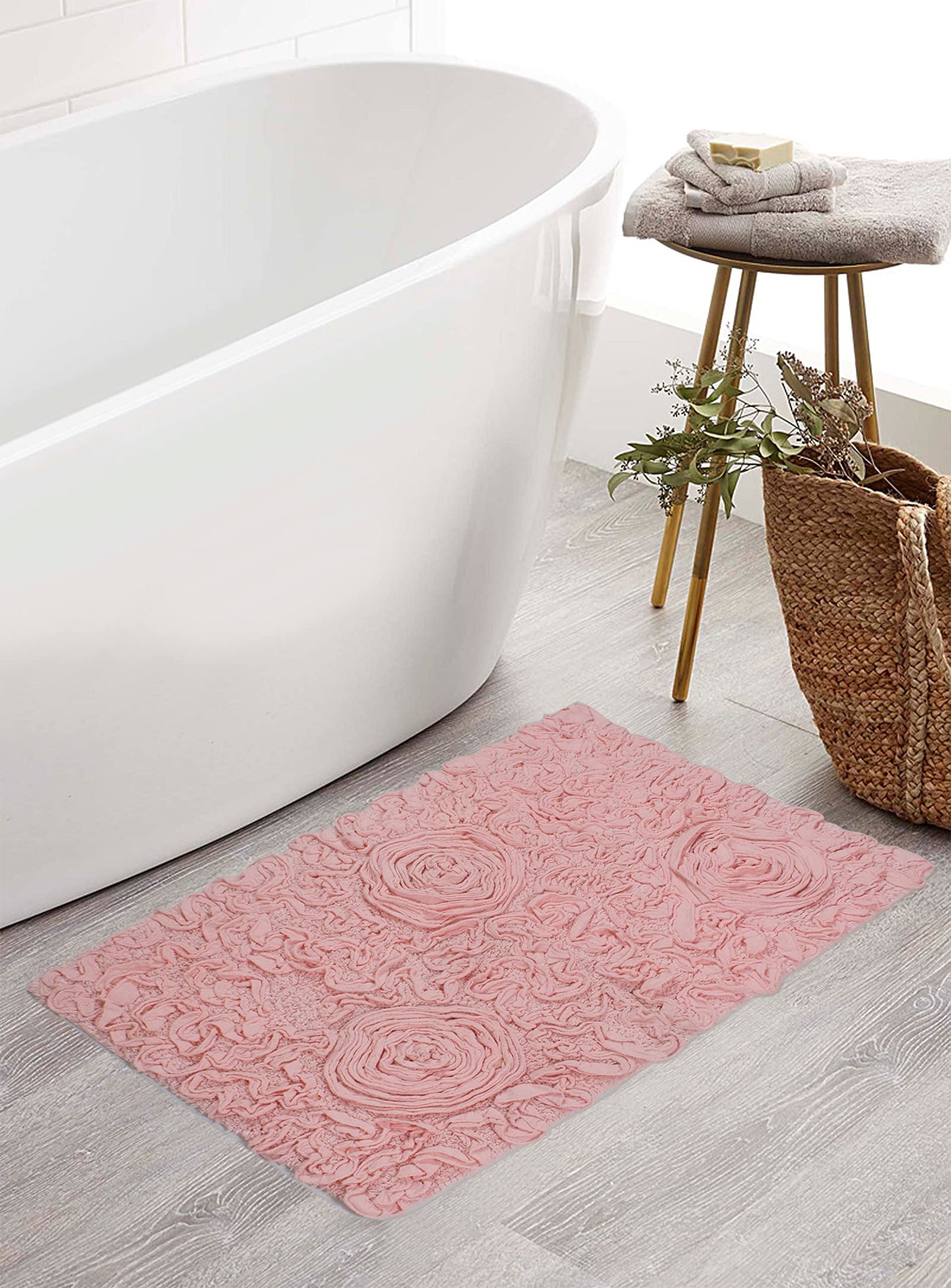 100% Cotton Pink Bath Rug 21"x34"