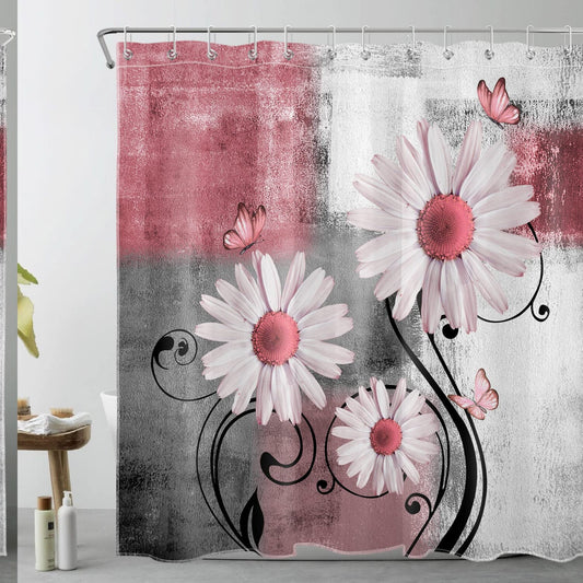 Pink Floral Shower Curtain 72x72 Inches