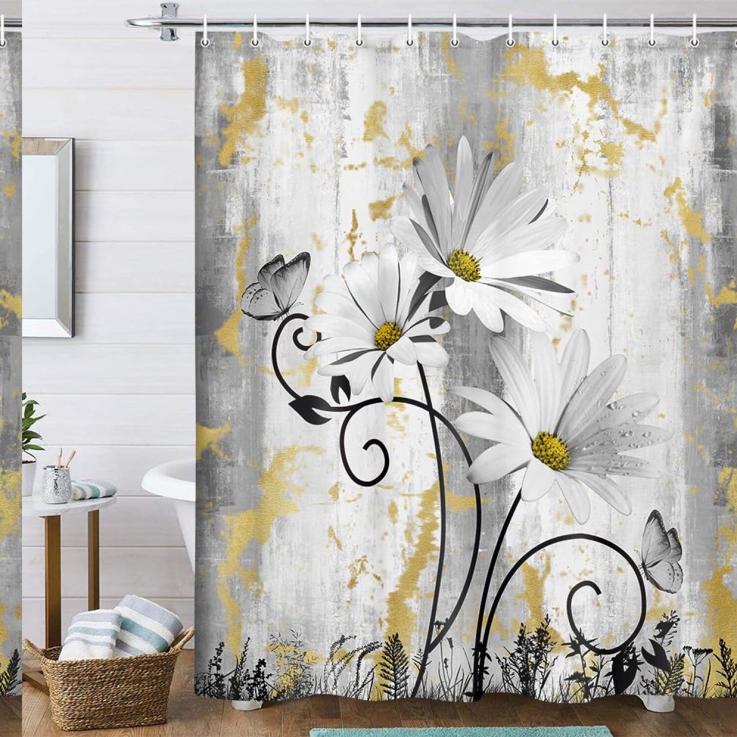 Rustic Farmhouse Shower Curtain 70x70in with Hooks