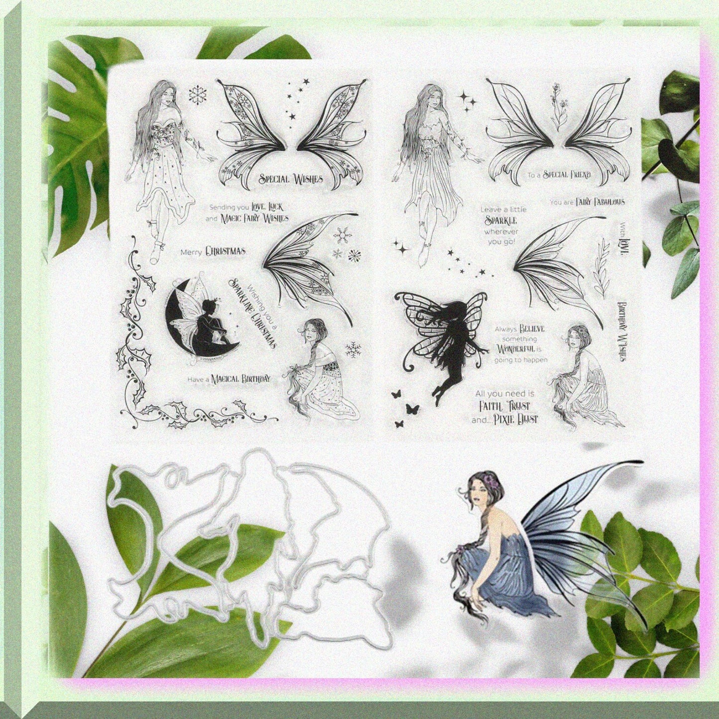 Flower Fairy Clear Stamps with Cutting Die Set