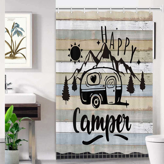 Farmhouse Camper RV Shower Curtain 47x64 Inch
