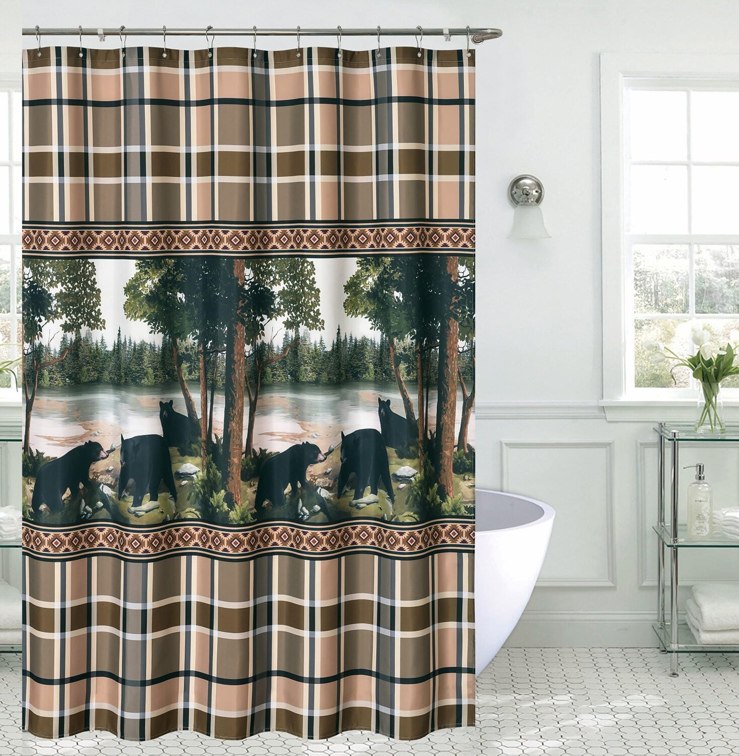 Woodland Bear Scenic 72" Shower Curtain