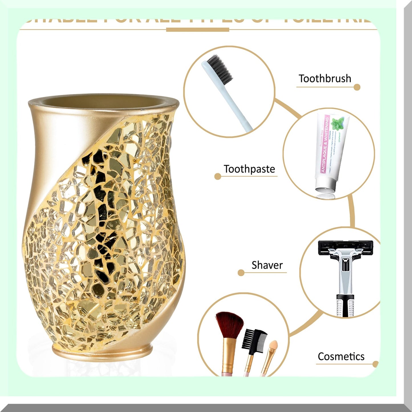 4pc Bathroom Accessories Set Champagne Gold