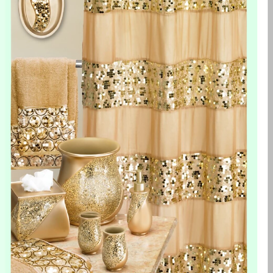 4pc Bathroom Accessories Set Champagne Gold