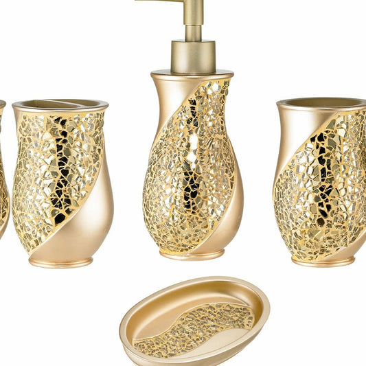 4pc Bathroom Accessories Set Champagne Gold