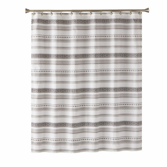 Geo Stripe Shower Curtain Black 70x72