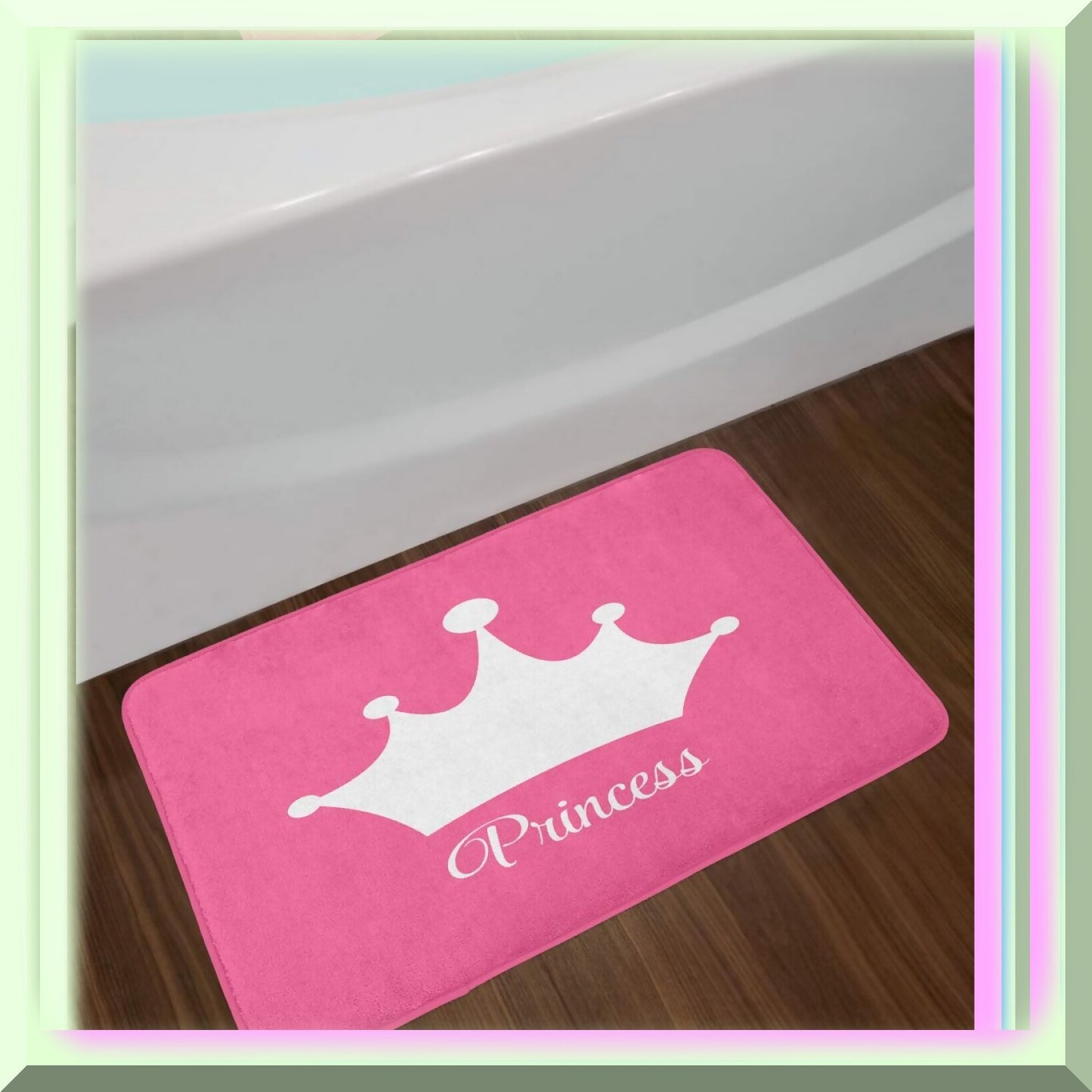 Cartoon Bath Mat Pink White 30.2" x 20"