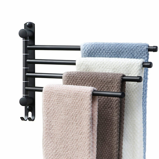 Black Swivel Wall-Mounted Towel Rack, SUS304 Stainless Steel