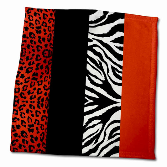 Animal Print Towels 15x22 Inches Red Black Orange White