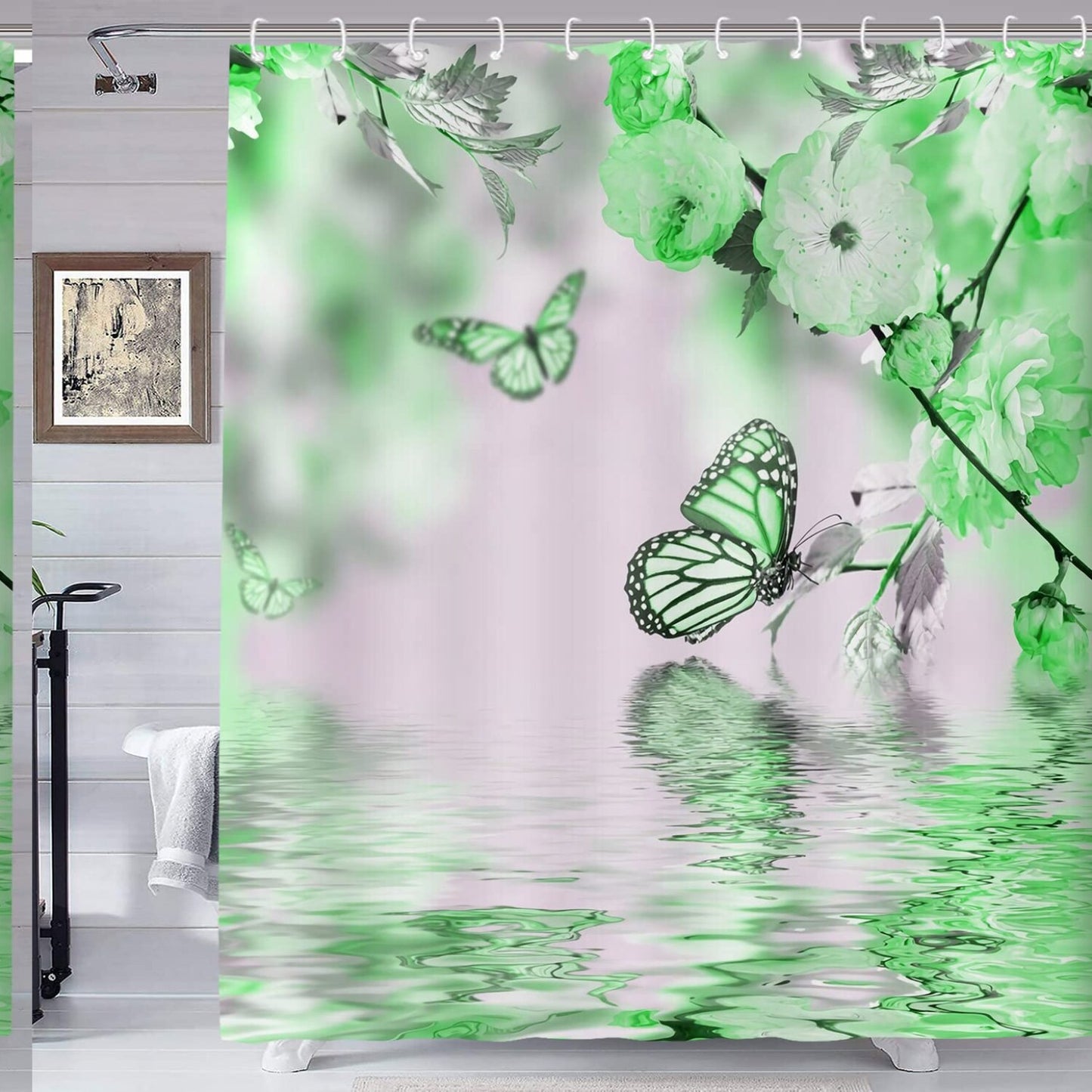 Butterfly Shower Curtain 70x72 Green