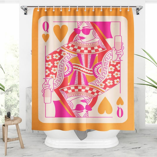 Orange Queen of Hearts Shower Curtain 72x72 Inch