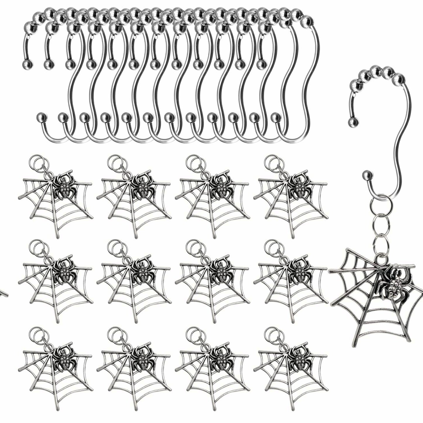 Stainless Steel Shower Curtain Hooks Set of 12