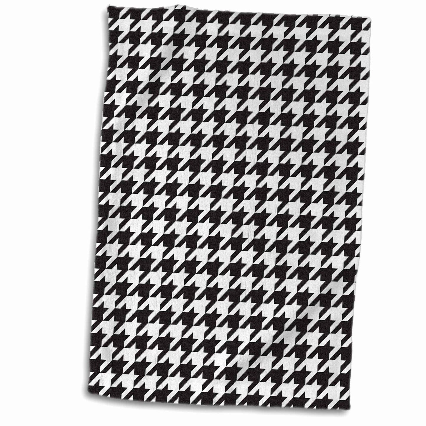 3D Rose Black and White Houndstooth Hand/Sports Towel 15x22