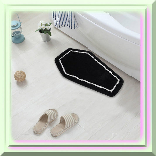 Coffin Bath Mat Rug 24x14in Black Flannel