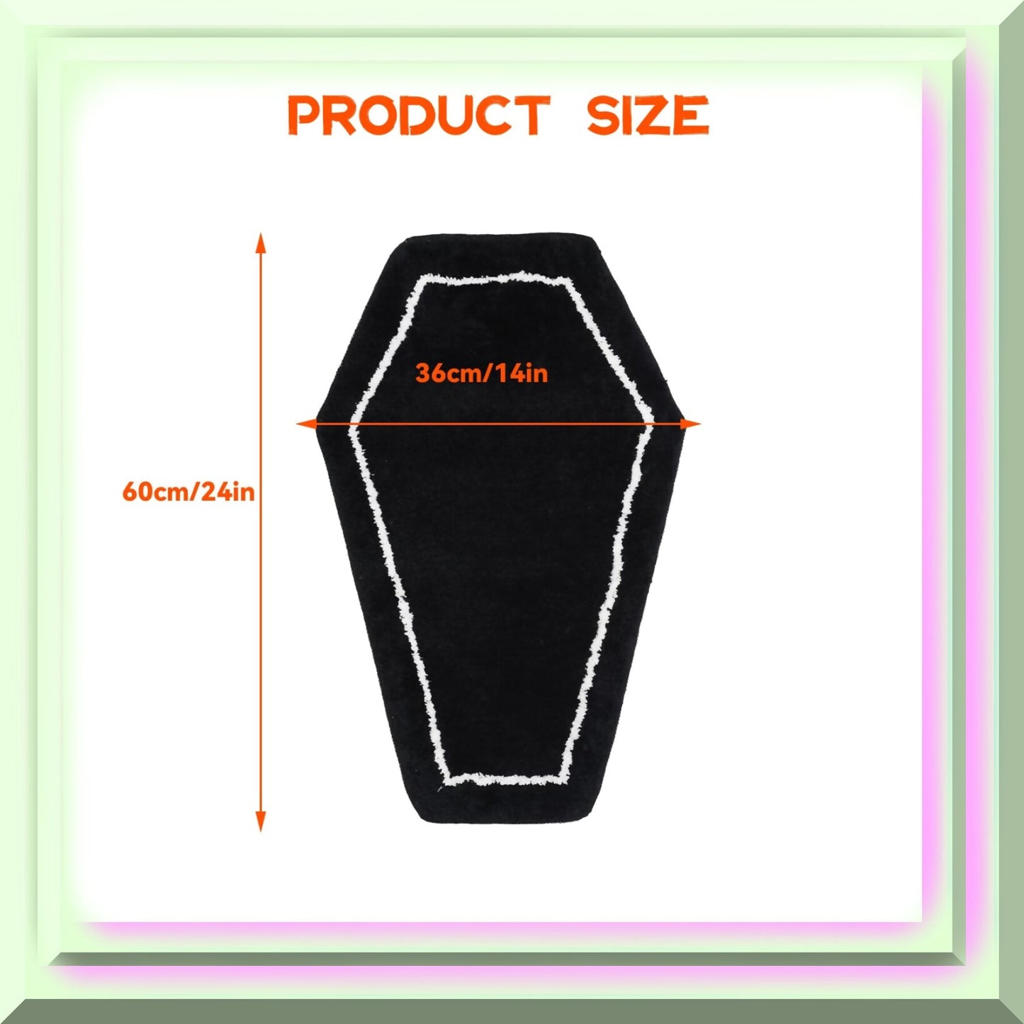 Coffin Bath Mat Rug 24x14in Black Flannel
